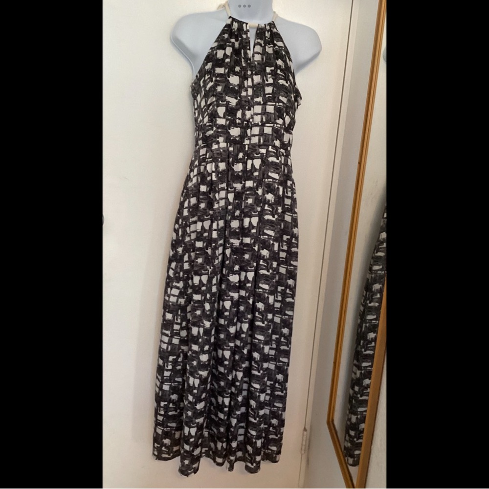 Elegant Black and White Halter Dress